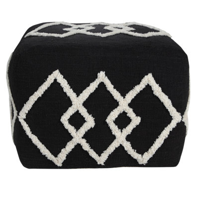 Handmade Modern Geometric Black & White 100% Cotton Pouf