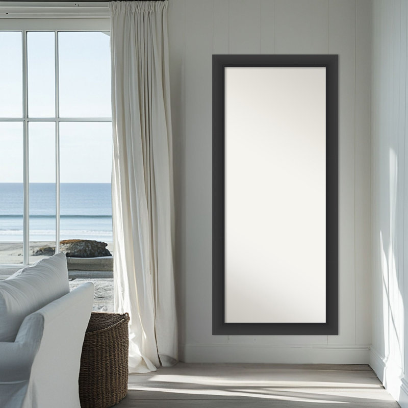 Miroir de plancher pleine longueur incliné noir non biseauté, miroir mural, Noir