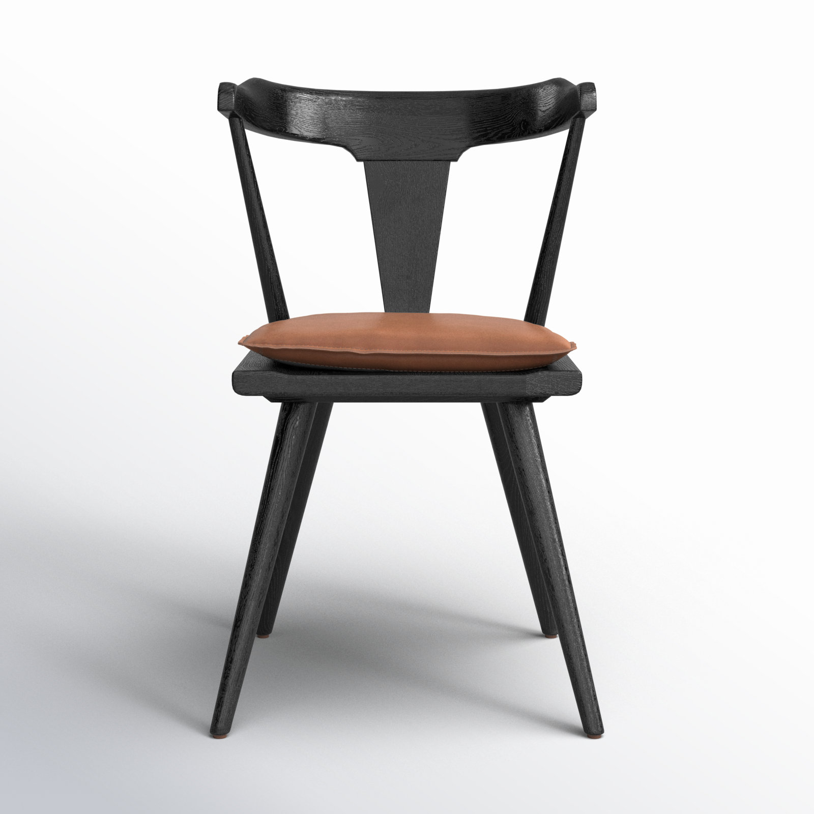 Lodi Dining Chair With Cushion, Black Oak, Whiskey Saddle