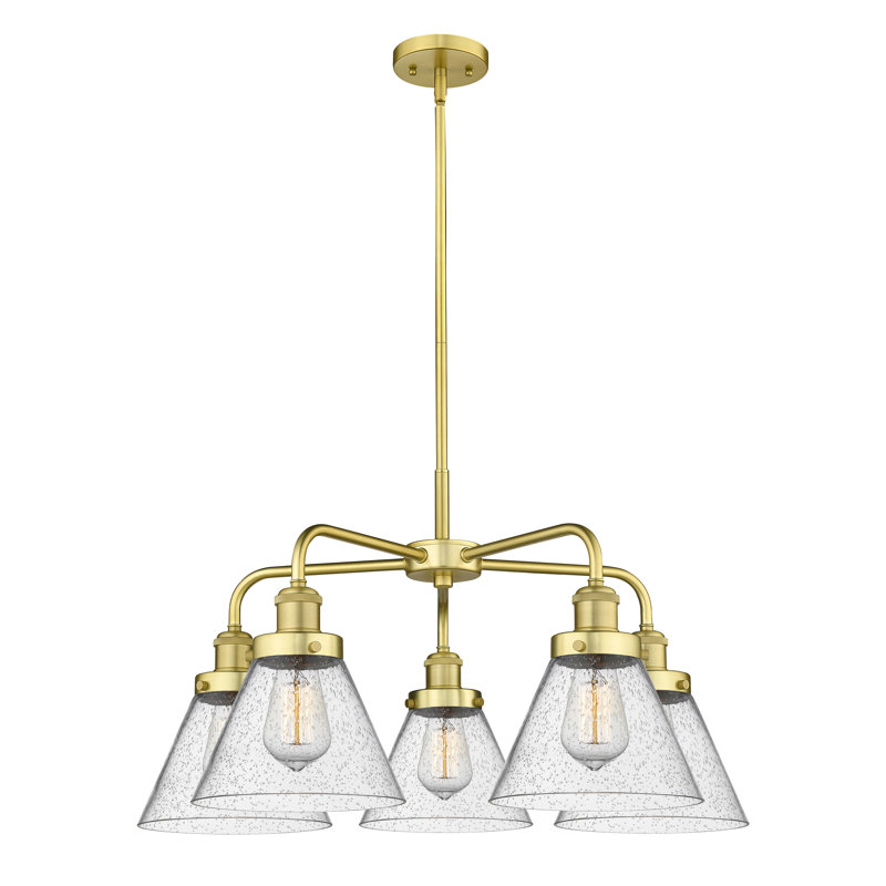 Lustre suspendu 5 lumières Cone, Grainé, Or satiné