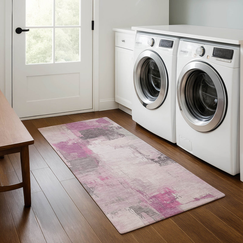 Premium Machine Washable Pinkston Abstract Rug, Runner 2'3" x 7'6"