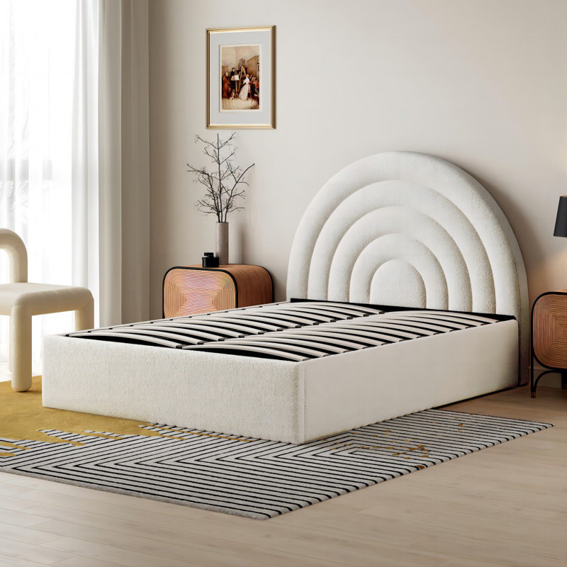 Acamas Upholstered Ottoman Storage Bed, White, Kingsize (5')