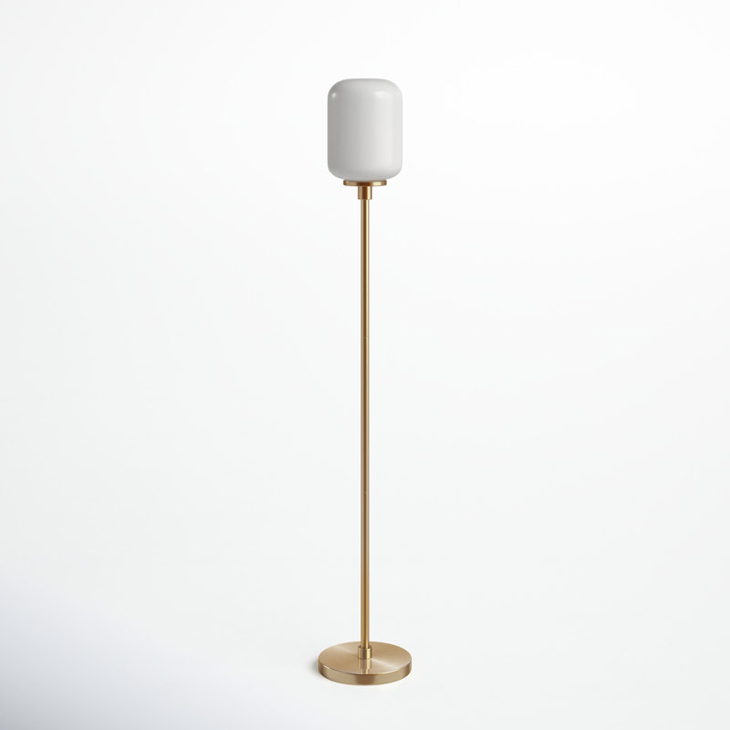 Boystown 69'' Traditional Floor Lamp, Brass, White