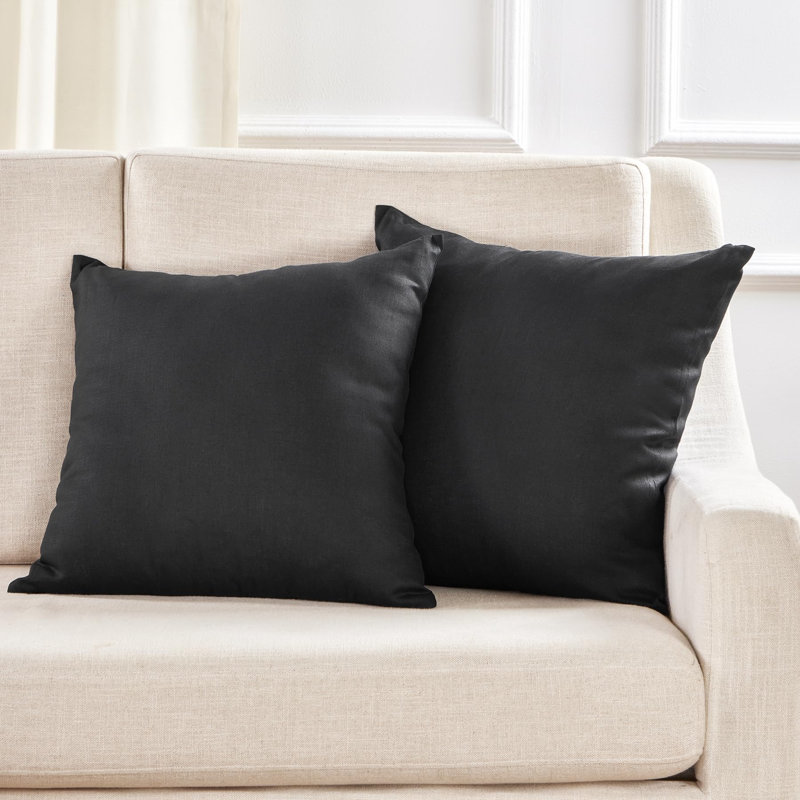 Montauk - 100% Pure Linen Pillow Cover, Black