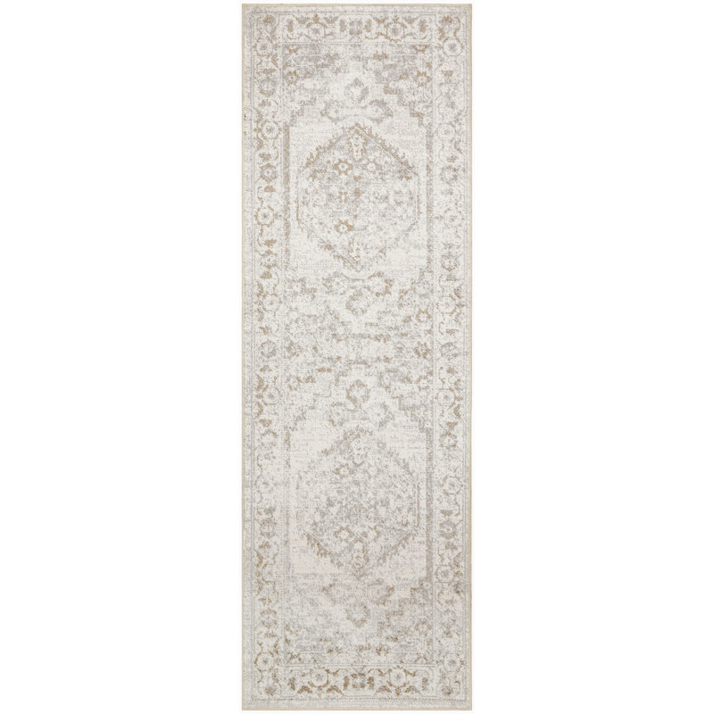  Astra Machine Washable 2'2" x 8' Grey Vintage Indoor Rug, Runner 2'2" x 8'