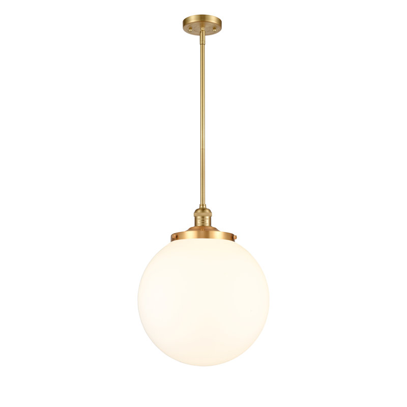 Beacon 1 - Light Single Globle Pendant, Satin Gold, Matte White