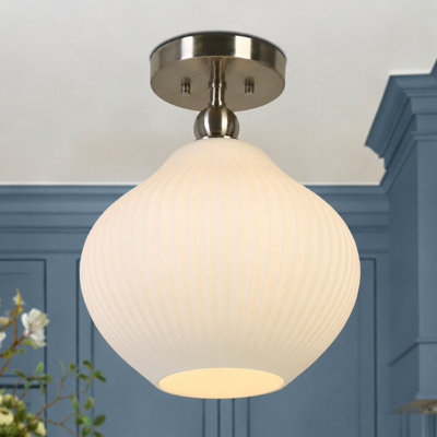 1- Light Dimmable Silver Semi Flush Mount