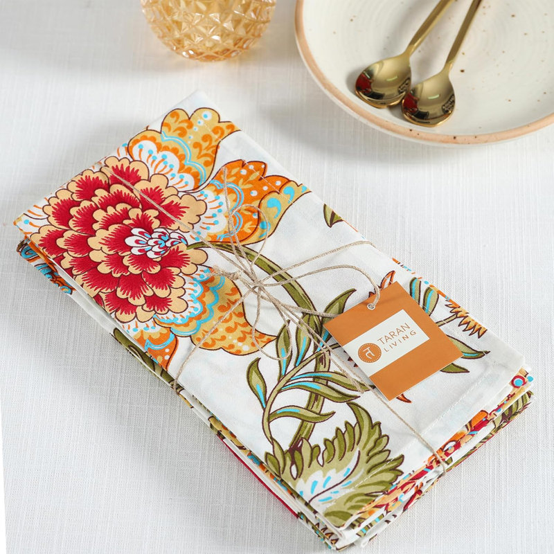 Napkins Fall Printed Cotton Cloth Napkin Reusable Boho Dinner Napkin Set