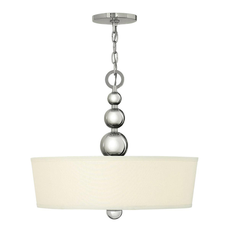 Raven 3 - Light Polished Nickel Drum Pendant, Polished Nickel