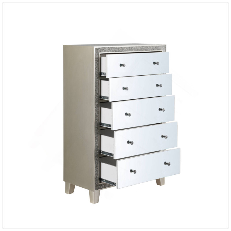 Commode à finition miroir et champagne Sliverfluff