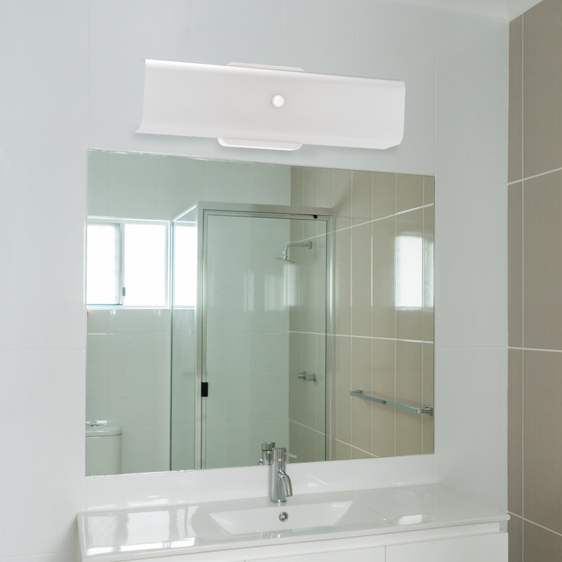 2-Light Indoor White Wall Mount Vanity Light with Opal U-Channel Glass Shade