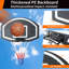 Panier de basketball mural, dossier incassable de 28,5 x 18 pouces, cercle pliable, cercle durable et filet résistant aux intempéries pour une utilisation intérieure et extérieure