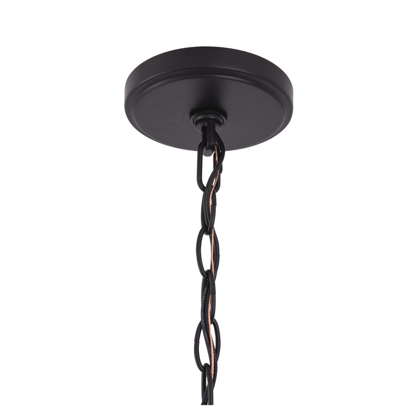 Lustre style campagne moderne 6 lumières Eino, Noir mat