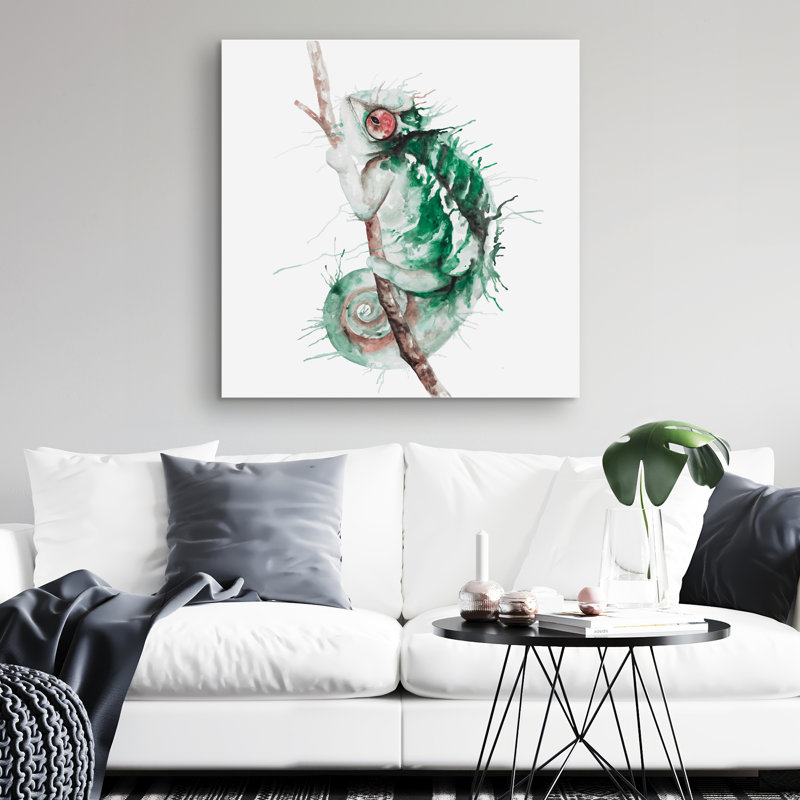 Watercolor chameleon - 32"x32" art on canvas