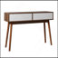 Table d'entrée avec 2 tiroirs à panneaux sculptés, console avec espace de rangement et pieds en bois, table de canapé derrière le canapé pour le couloir, salon, couleur naturelle-118038430