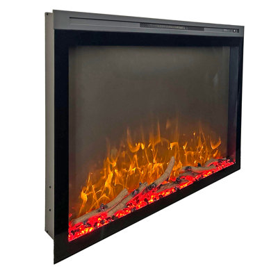 Wrought Studio 45.3 " W Black Recessed Wall Mounted Electric Fireplace
