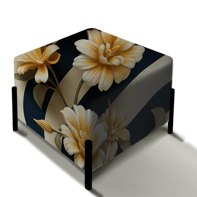 Nautical Charm rayé motif floral I - repose-pieds carré rayé