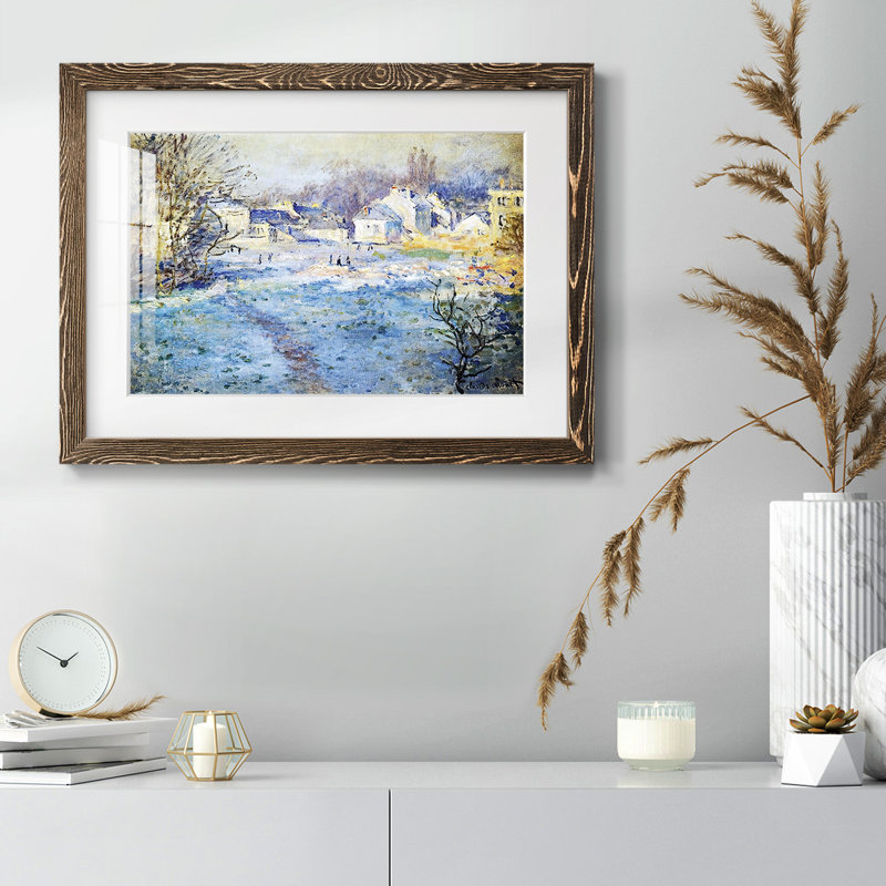 Givre blanc, 1875 - reproduction encadrée rustique avec tableau mat, Noyer, H 18 po x l 26 po x P 1,5 po