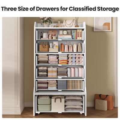 Tall 6 Drawer Dresser, 55.1" Modern Chest Of Drawers For Bedroom,Closet Dressers With Drawers Vertical Dresser For Living Room, Entryway, Hallway