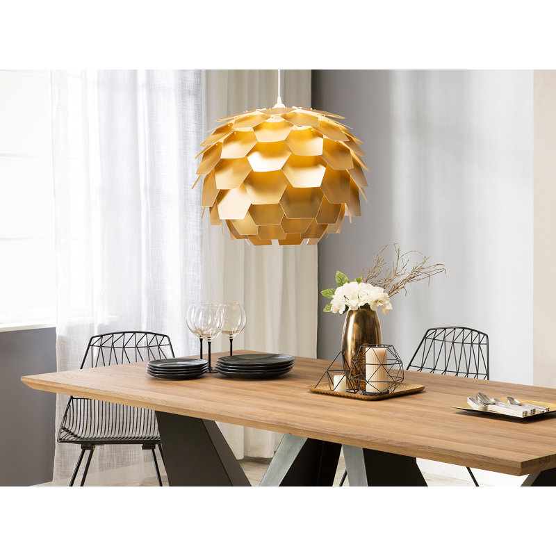 Madisen 1 - Light Gold LED Unique/Statement Pendant, 35cm H x 45cm W x 45cm D