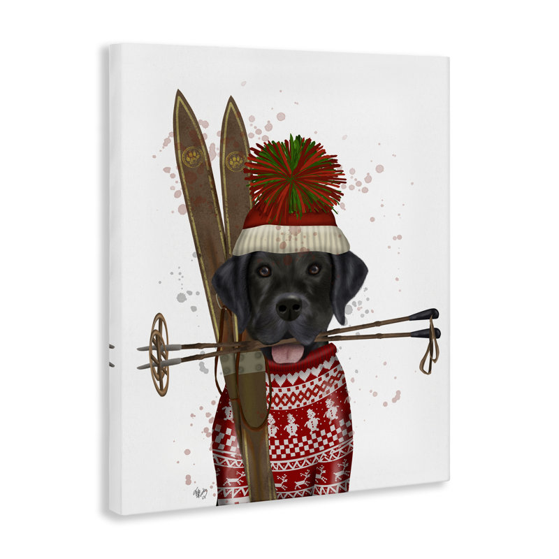 «Black Labrador Skiing» par Fab Funky, H 40 po x l 40 po