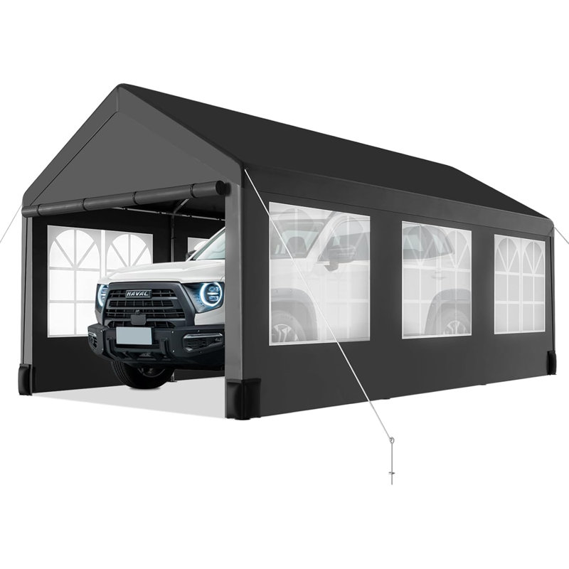 Auvent pour abri d'auto robuste, garage pour tente de voiture portable, H 111,6 po x l 120 po x P 240 po