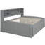 Lit de jour gris avec 2 armoires de chevet, 4 tiroirs et tablettes supérieures, mobilier de chambre fonctionnel et tablettes polyvalentes-370607663