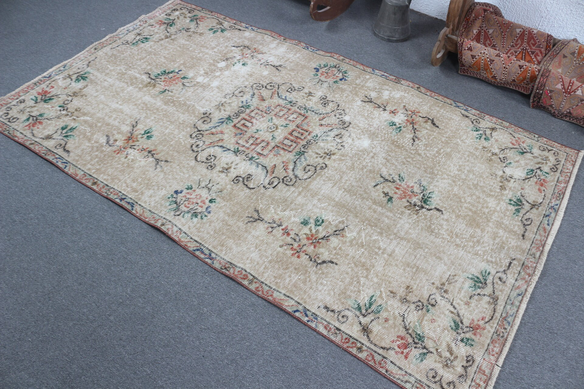 Octangular Rugs Wayfair Bungalow Rose Vintage Beige Turkish Rug for Bedroom - Handcrafted ...