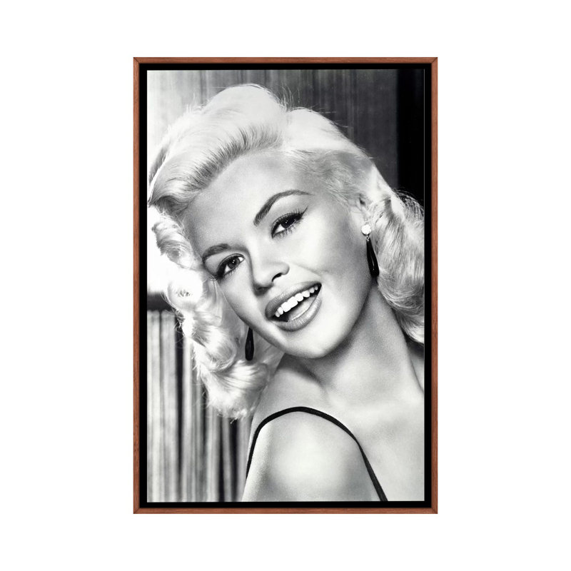 Jayne Mansfield's Gorgeous Smile by Radio Days - Print on Canvas, 101.6 cm H x 66.04 cm W, Classic Brown Wood Framed