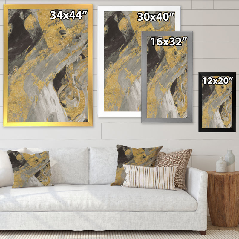 Marbre doré et noir - reproduction de cadre photo sur toile, H 46 po x l 36 po x P 1,5 po, Cadre doré