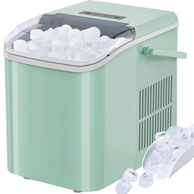 Ice Maker, Portable Countertop Icemaker Machine, Self Cleaning Quiet 2 Sizes Bullet Cubes Makers, 9 Cubes In 6 Mins, 26.5Lbs/24Hrs With Ice Scoop, Basket And Handle For Home Kitchen Party