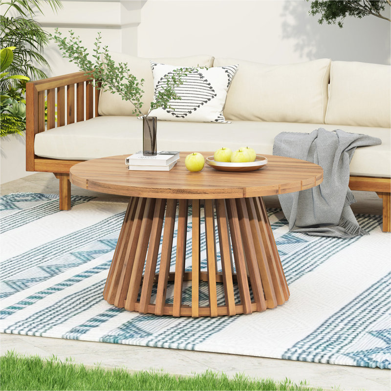 Table basse de patio en bois d'acacia, Teck clair