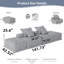 Canapé modulaire 142 po en chenille scintillante de 142 po avec 2 repose-pieds et 4 coussins, sans assemblage requis-2029073433