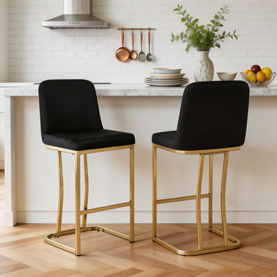 Tabouret de bar moderne de 24 po de hauteur avec structure en métal (ensemble de 2)