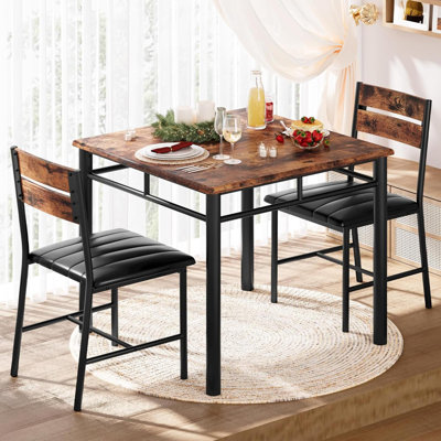 Ensemble de table de salle à manger pour 2 personnes, table de cuisine avec chaises rembourrées, ensemble de table de salle à manger pour cuisine et salle à manger, ensemble de salle à manger compact pour petits espaces, rustique