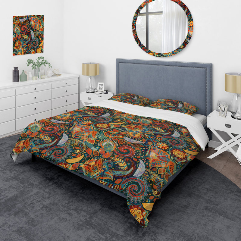 Traditional Paisley Duvet Cover, Full/Queen Duvet Cover + 2 Shams
