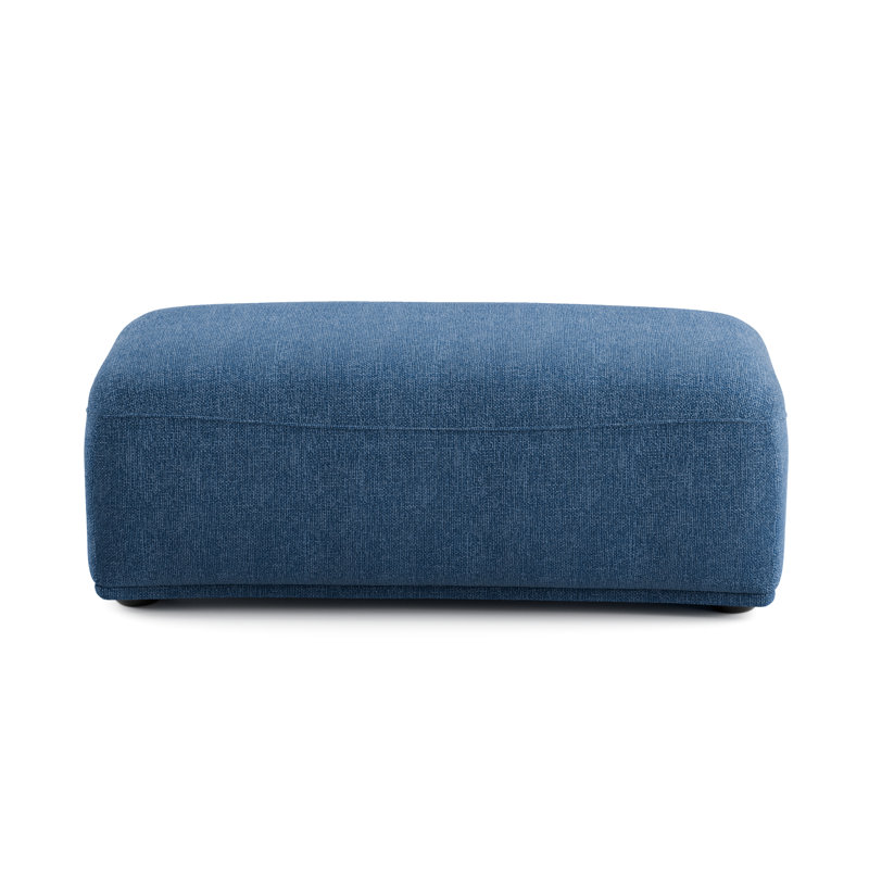 Aukeem Upholstered Ottoman, Blue Chenille