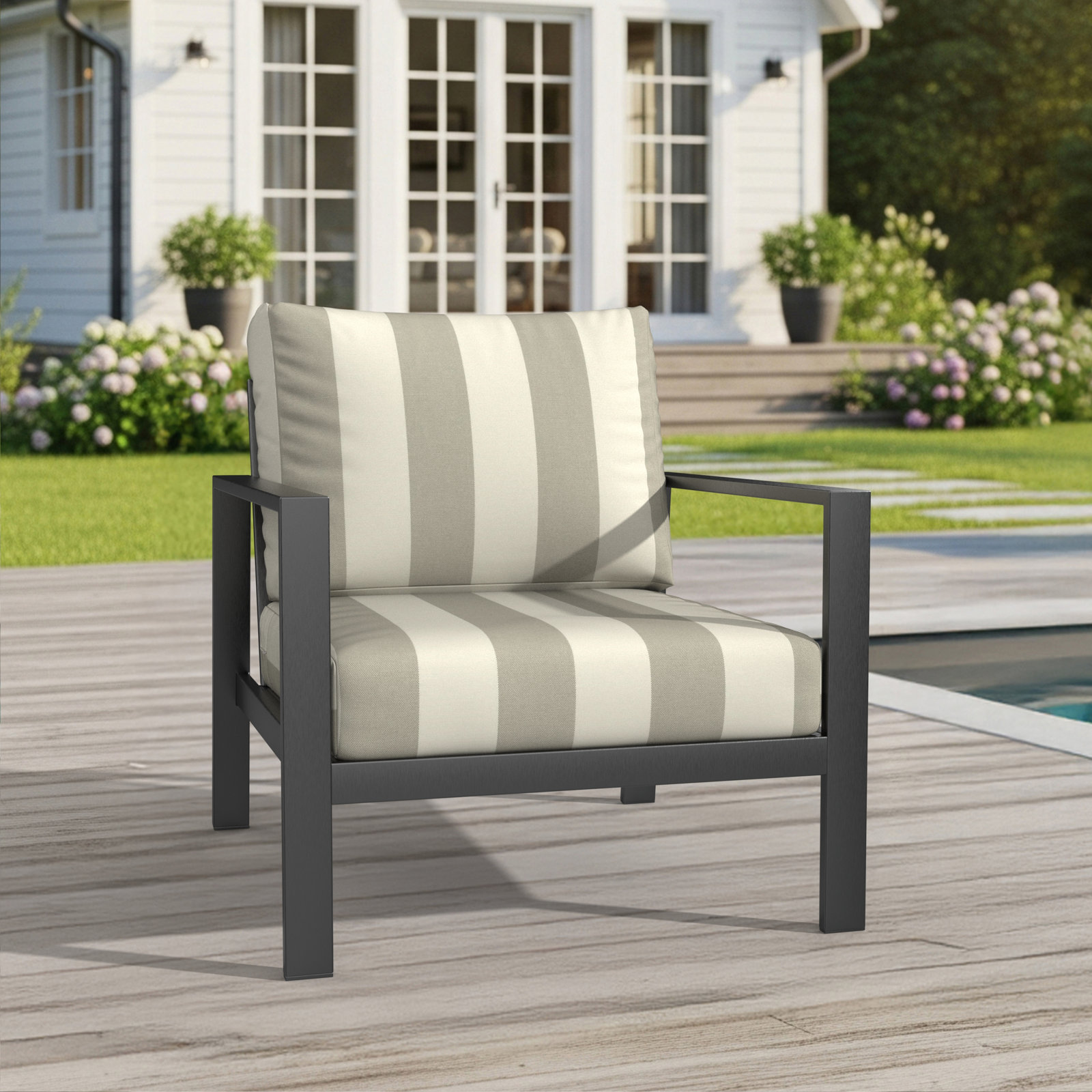 Amala Sunbrella® Seat and Back Cushion, 24" W x 5" D, Sunbrella Solana Seagull 