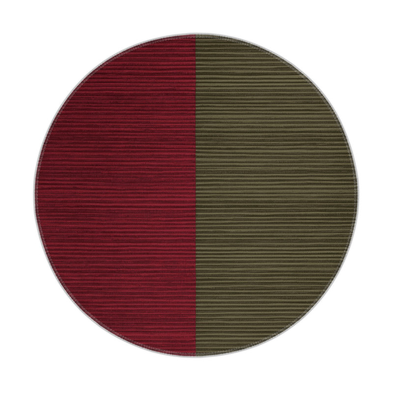Tapis intérieur / extérieur rouge HorizontalStripes, Rond 5 pi