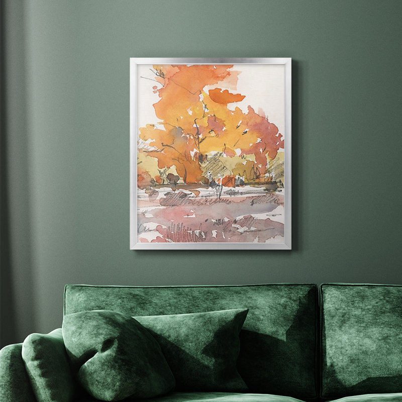 Aquarelle sur toile Treeline, Argent, H 24 po x l 20 po
