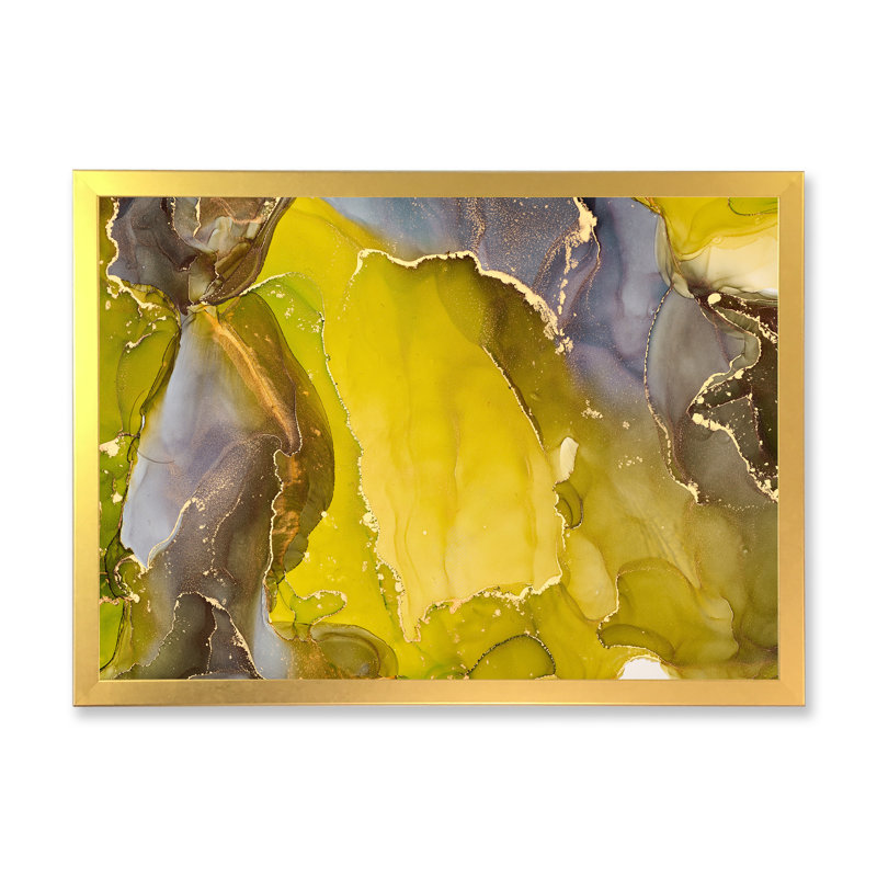 «Yellow Luxury», reproduction d'art sur toile abstraite, H 12 po x l 20 po x P 1 po, Cadre photo doré