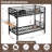 Twin Over Twin Bunk Bed with Foldable Desk and Charging Station, Metal Bunk Bed with LED Lights for Small Spaces