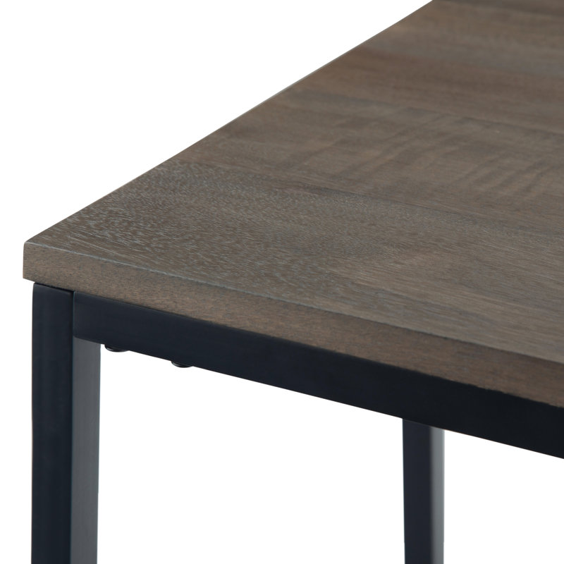 Ward 28" Warm Gray Solid Mango Wood & Metal Industrial C Side Table
