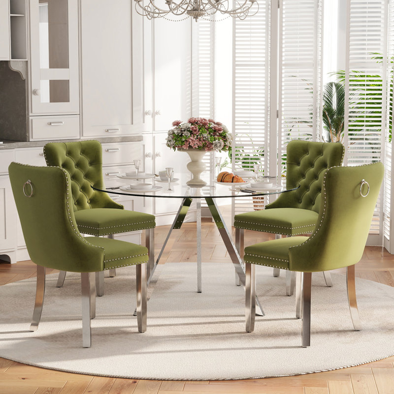 Table de salle à manger ronde pour 4, H 30 po x l 39 po x P 39 po, Vert olive