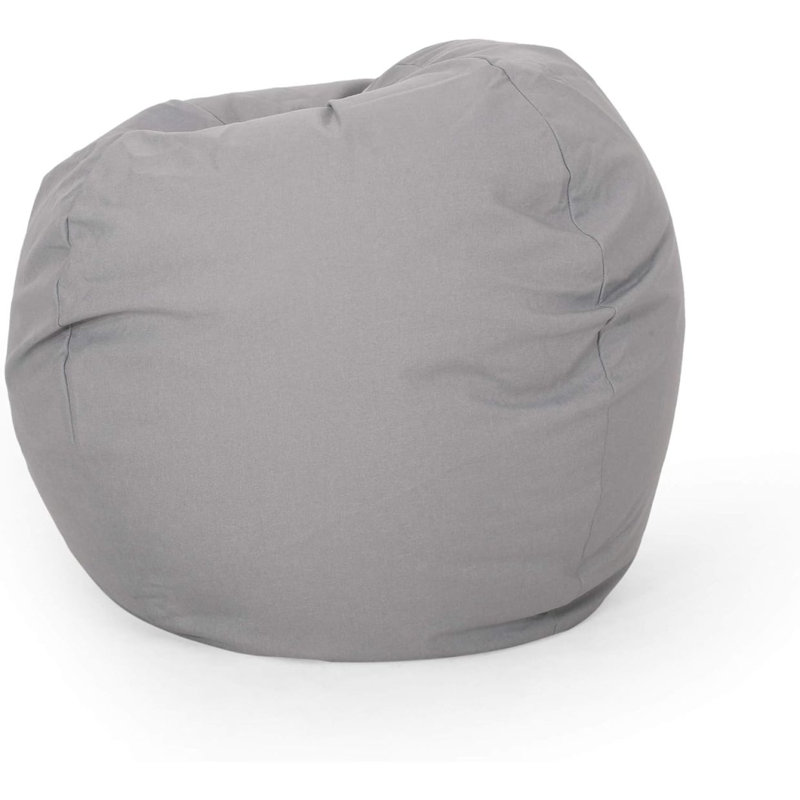 Bean Bag Chair For Lounge, 25.05" H x 34.05" W x 34.05" D, Light Gray Polyester