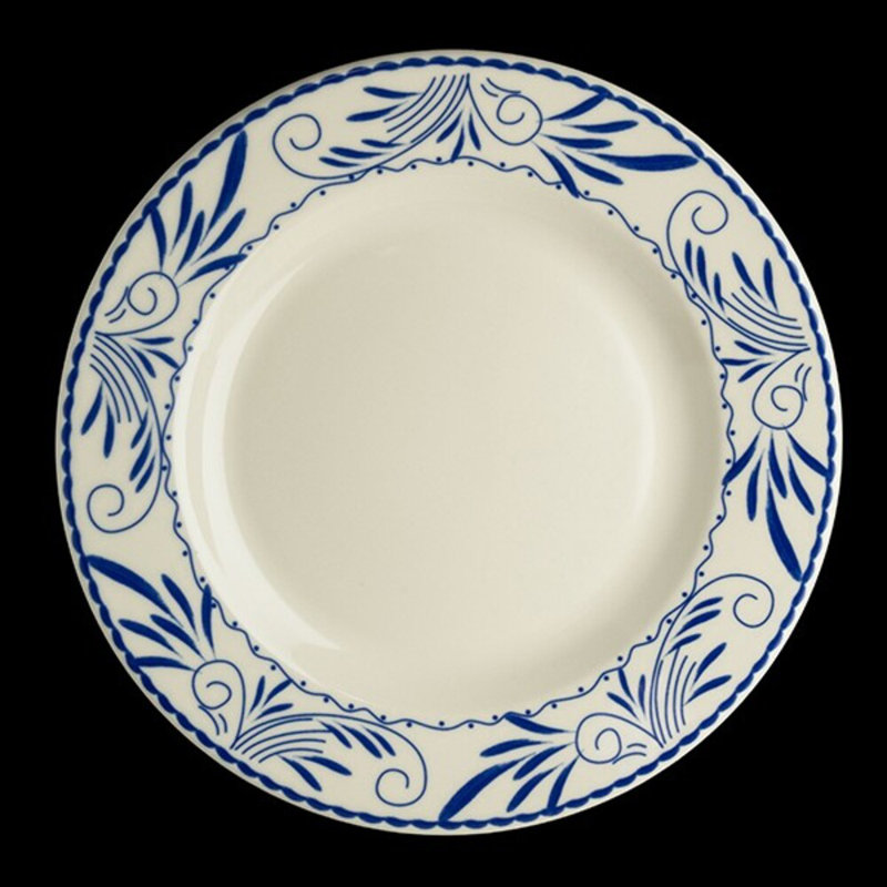 Assiette à bord roulé bleu mexicain