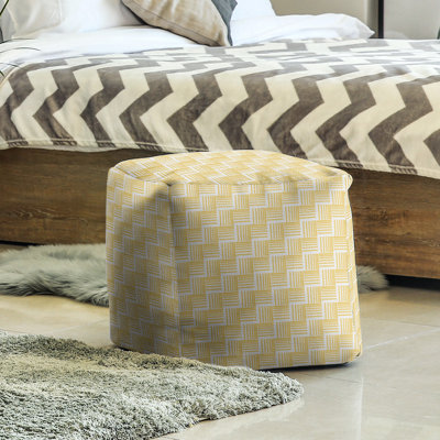 Repose-pieds cubique à rayures classic basketweave
