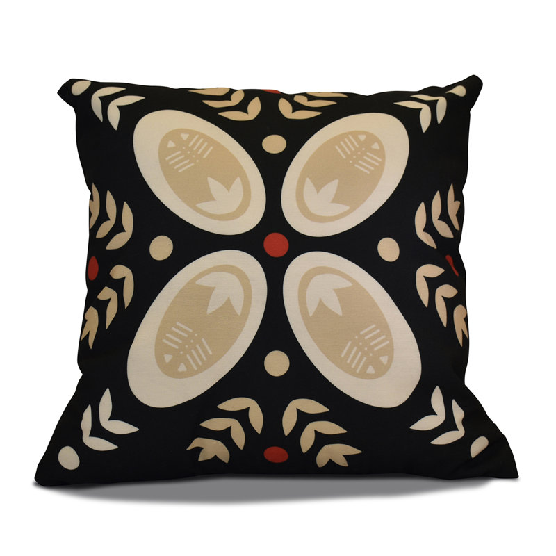 Housse de coussin décorative carrée/insert, H 16 po x l 16 po, Noir
