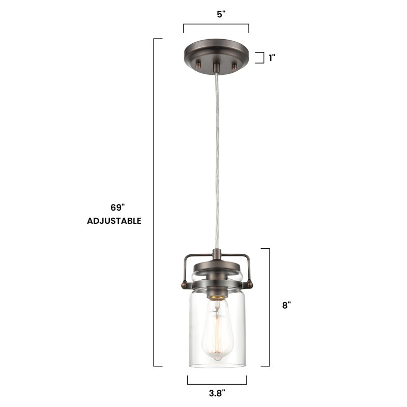 Luminaire suspendu en pot 1 lumière Mistretta, Bronze moderne