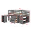 Lit mezzanine bas avec armoire de rangement et bureau portatif à roulettes-2119906117
